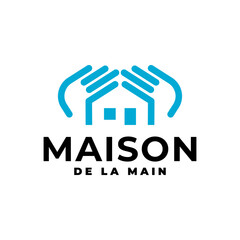 two hand forming a house for any logo related to house. house logo vector template.