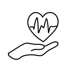 Heart in hand icons