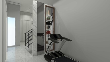 Minimalist Wall Partition Design for Interior Gym Room