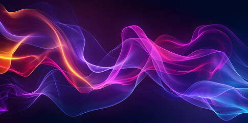 Abstract futuristic wavy background with pink and purple glowing lines