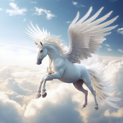 Obraz na płótnie Canvas white horse on the sky background