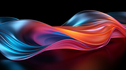 Abstract Rainbow Neon Holographic Wavy Silk Texture Textile Dark Background for Presentations HD Wallpapers PC
