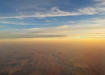 Aerial view of Eastern Washington State at sunrise