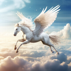 Obraz na płótnie Canvas white horse in the sky