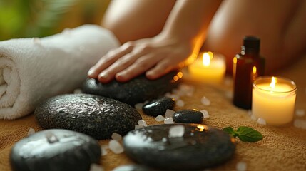  spa still life, stone therapy