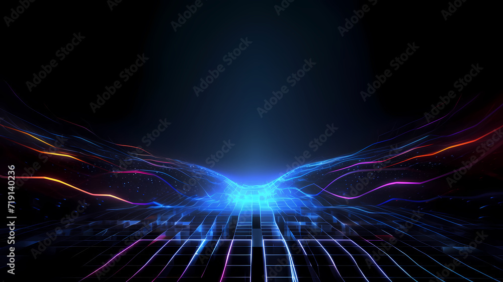 Poster digital technology particles abstract background, abstract analysis visualization