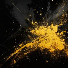 Abstract black and yellow paints splashes background
