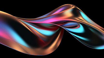 Abstract Rainbow Neon Holographic Wavy Silk Texture Textile Dark Background for Presentations HD Wallpapers PC

