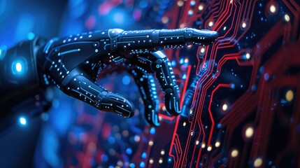 Robot AI hand touching The met-averse universe, Digital transformation conceptual for next generation technology era.