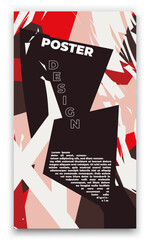 a poster with a black and red design