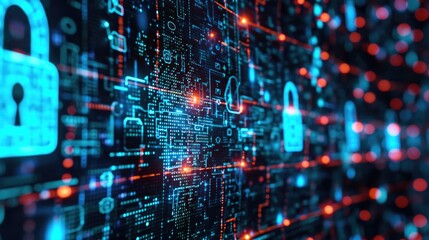 Neuronal network feeding Artificial intelligence chip on circuit board. Big data security code 