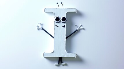 Naklejka premium I a letter of the alphabet in the guise of a funny character . Capital letter for teaching a child to read, for children's books and games. ABC