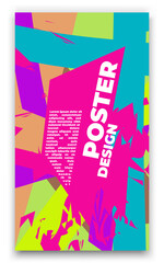 a poster with a colorful design on it and a pink background