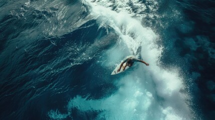 Obraz premium Surfer man enjoying golden hour winter surf with huge waves on the ocean.