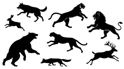 Stylish silhouette vector set of wildlife