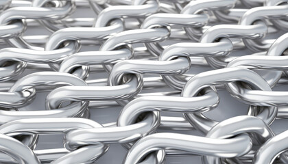 White silver metal chains background, chained unity