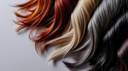 Naklejka premium set of different hair colors close up