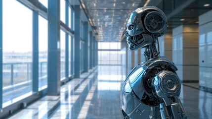 Robot cyber future futuristic humanoid auto, automobile, automotive car check fix in garage industry inspection inspector insurance maintenance mechanic repair robot service technology 3D rendering