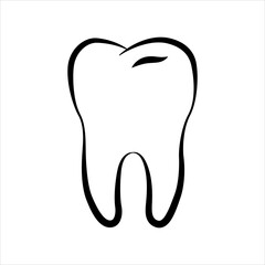Molar healthy tooth symbol. Human tooth silhouette, dental logo. Tooth outline vector icon isolated on white background.