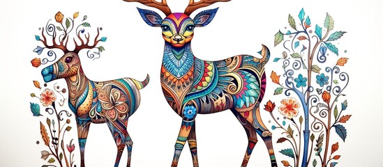 Fototapeta na wymiar Hand drawing of Cute Deer zentangle arts