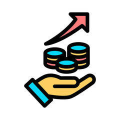 The hand is presenting the growth of the money exchange rate. Growth icon
