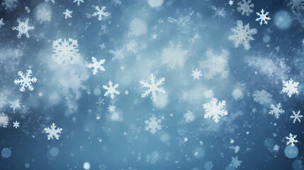 Naklejka na ściany i meble Beautiful winter Christmas glowing background with falling snowflakes, winter background