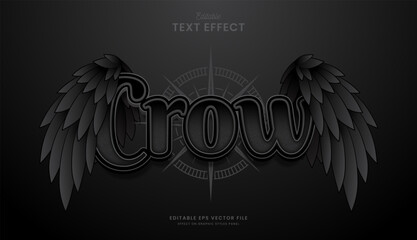 decorative editable black crow wings text effect vector design