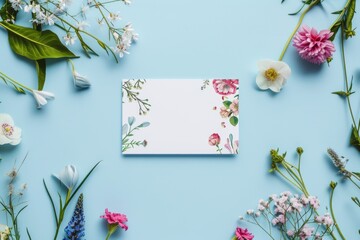 Elegant Spring Themed Business Card Mockup with Floral Bloom Design