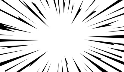 Comic Thunder Explosion Rays in Manga Book Anime Style. Vector Explode Effect. Abstract Backgrounds with Cartoon Lines. Sun Burst Illustration