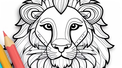 Funny lion coloring page. lion cartoon characters. For kids coloring book.