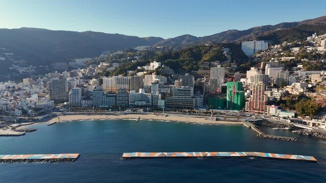 Aerial View of Atami a Coastal City in Japan