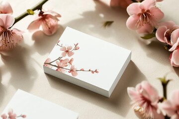 Modern Blossoms Spring Themed Business Card Mockup Embrace the Elegance of Spring