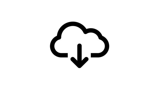 Cloud download icon on white and green background. 4K Video motion graphic animation.