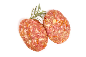 Minced meat meatballs, isolated on white background.