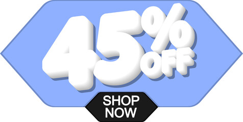 Sale 45% off, discount tag on transparent background. PNG