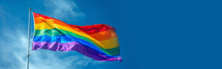 LGBT flag on blue sky Generative AI