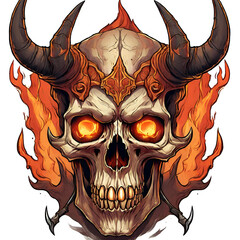 devil horned skull head