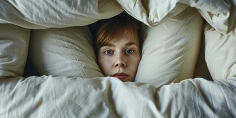 woman wakes up among pillows Generative AI