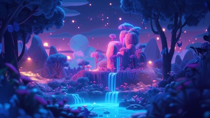 Fototapeta na wymiar Cartoon fairy tale landscape. Ilustration for game design, for youtube kid's channel