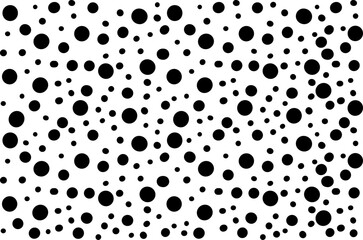 Doodle hand drawn points vector seamless pattern. Black dots texture background. Freehand drawing vector diffused spots. Wallpaper, paper, fabric, textile design. Dalmatian pattern
