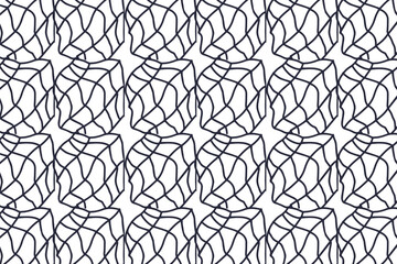 Hand-drawn line textures. Plaid pattern with scribbles. Different types of hatching. Vector illustration