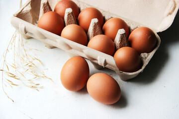 organic fresh eggs in carton packaging