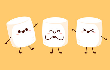 marshmallow mascot vector. marshmallow character design.