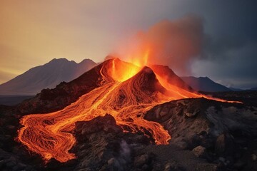 Volcanism - the main components of a volcano. Generative AI