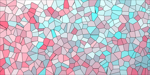 Abstract Seamless Geometric Mosaic Pattern, Quartz Broken Glass fragment Elements in a Palette of Pink, Blue, Green, and Orange Tones. Fabric, Kitchen, Bathroom Floor Artful Decoration, Vintage Design