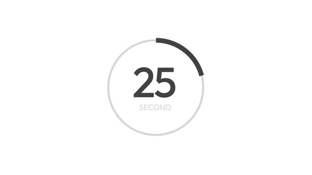 Minimal Countdown Flat Design Circle Timer 30 Second to 0 Seconds Animation 4K Footage Motion Video On Isolated White Background