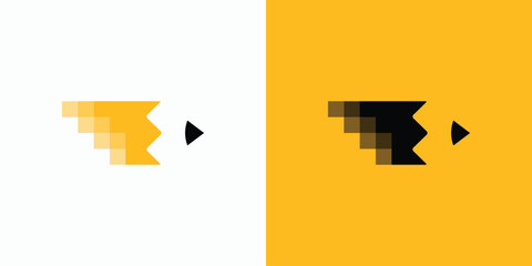 Pixel pencil vector logo design.
