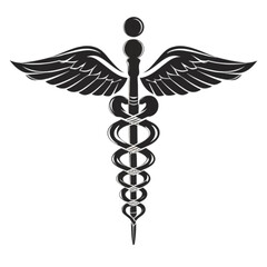 Caduceus Symbol SVG Black And White Illustration Art Generative AI.