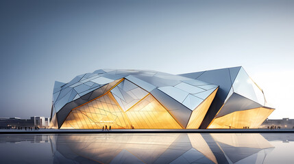 3d render of abstract futuristic architecture with empty concrete floor