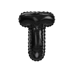 3D glossy black latex helium balloon letter T